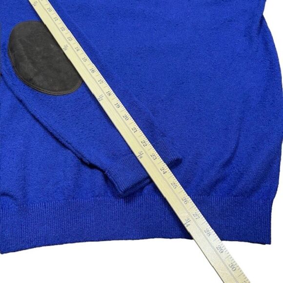 Tommy Hilfiger Lux Cotton 1/4 Zip Sweater with Elbow Patches Blue Size Large - Picture 6 of 12